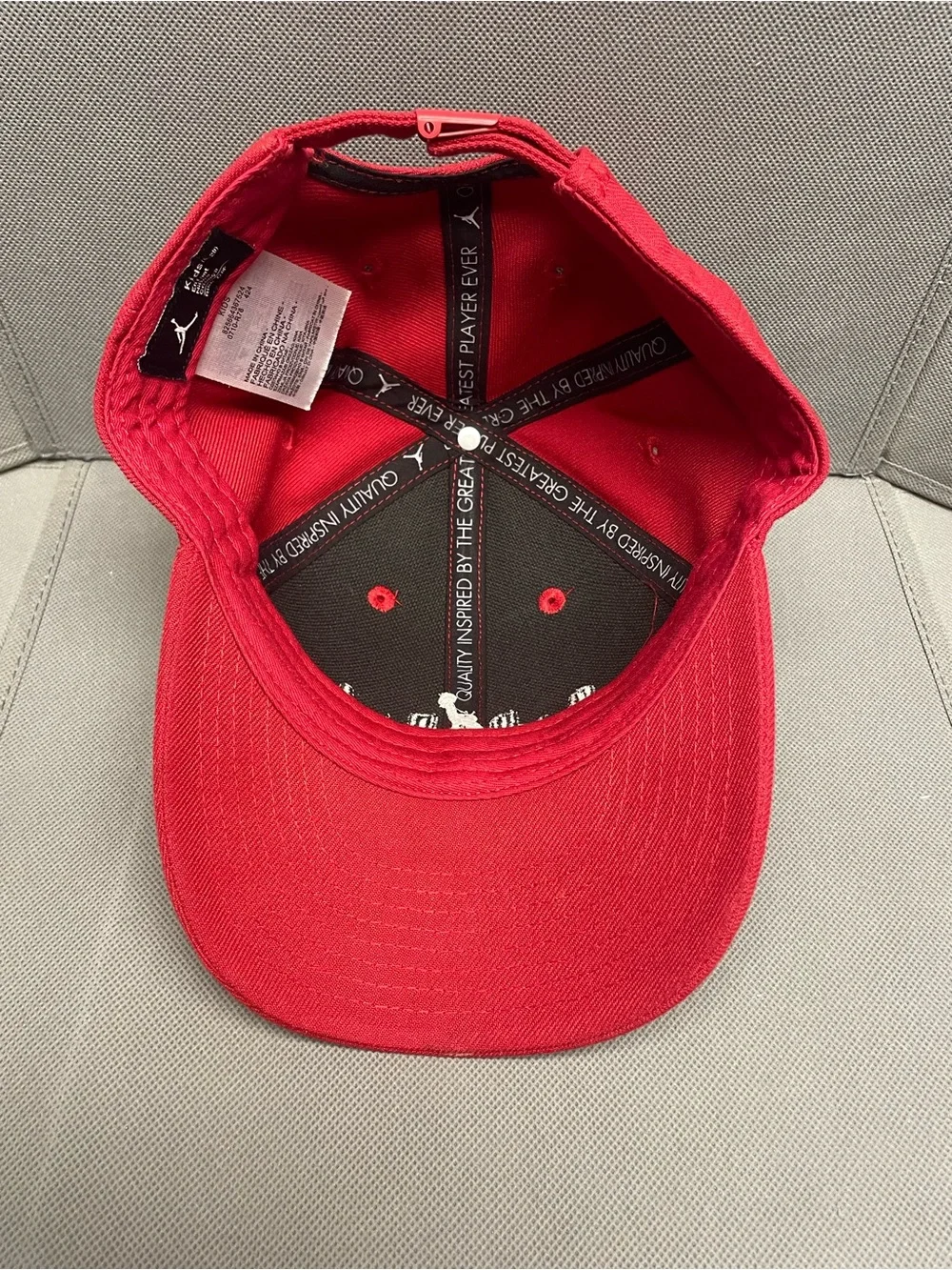 Jordan Kids Red Cap with White Jumpman and Black Lettering